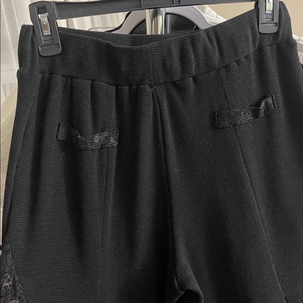 POL Black Wide Leg Pants with Lace Detail - Picture 7 of 9